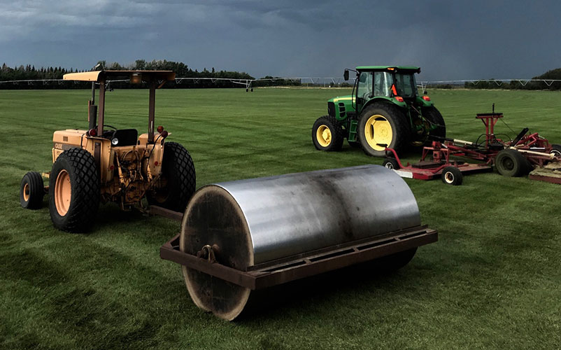 Big Roller on Turf Grass Field