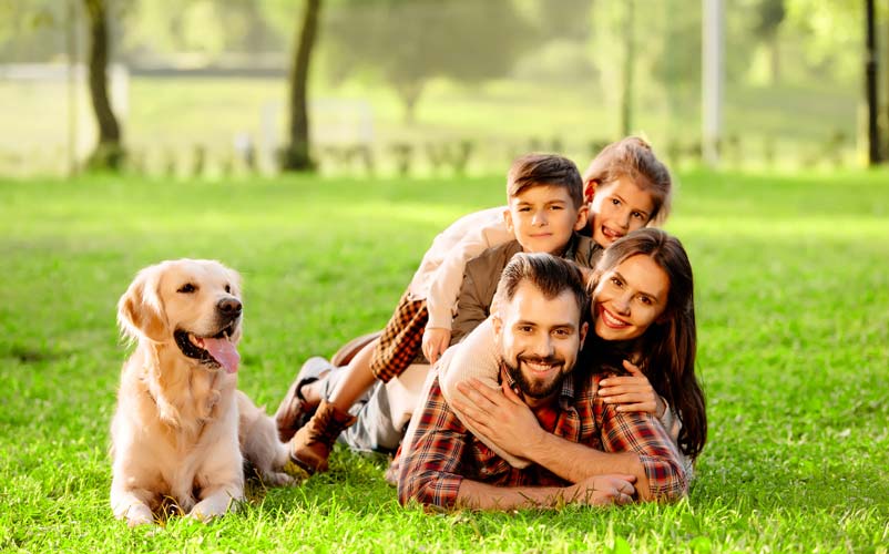 Family on Turf Grass